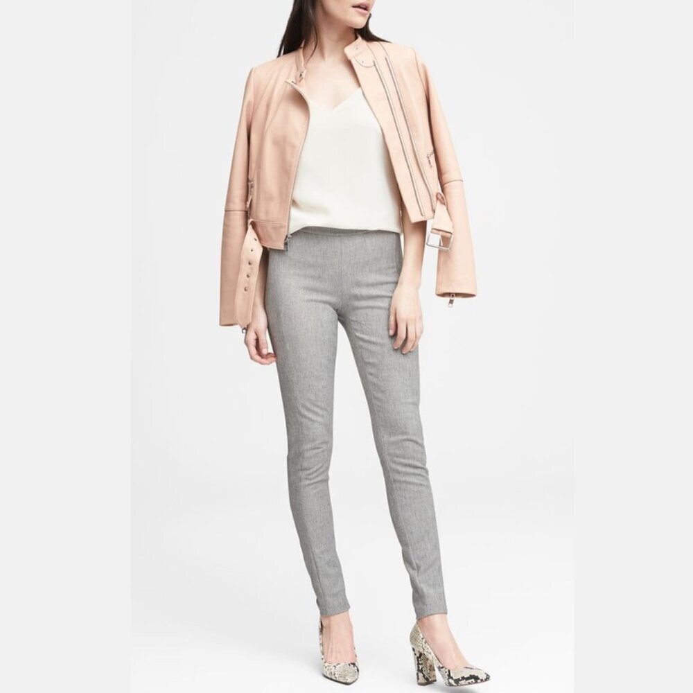 Banana Republic Devon Legging-Fit Stretch-Twill Ankle Pant, Gray, size 12
